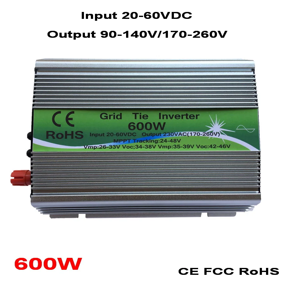 

600W Grid Tie Inverter MPPT Function 20-60VDC input 110V 230VAC Micro Grid Tie Pure Sine Wave Inverter 22V 60V to 110V 220V