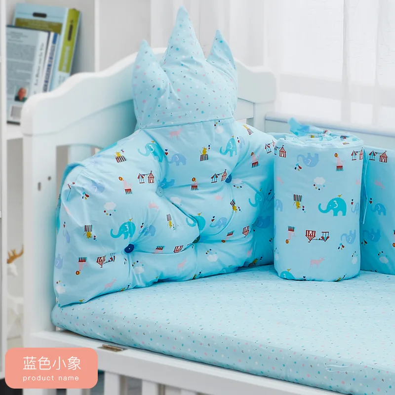 5pcs Cotton Crib Crown Surrounded Bumpers Baby Craddle Bed Sheets Newborn Bedding Bed Railing Collision Baby Crib Bed Set
