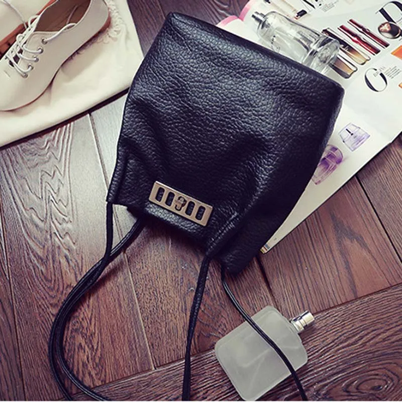  2017 Vintage Luxury Women Leather Handbags Designer Black Bucket Bags Small Shoulder Bags Ladies CrossBody Bags Shopping Bag 