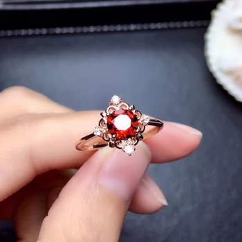 

Fashion Hollowing square S925 silver natural red garnet gem ring natural gemstone ring woman girl weddings party gift jewelry