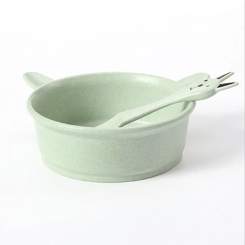 JX-LCLYL 4 Colors Baby Kids Eating Feeding Food Grade BPA Free Bowl Spoon Set