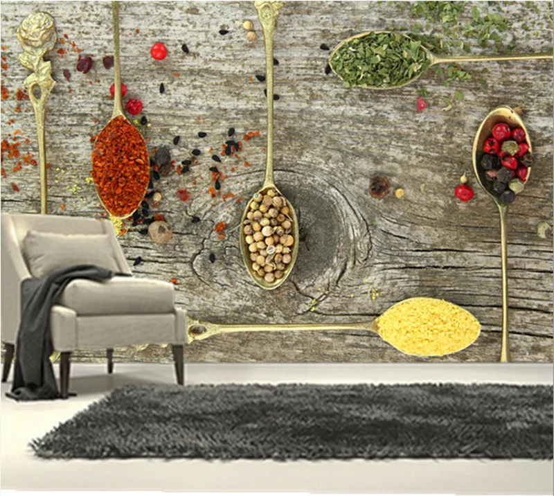 Restaurant Kitchen Wallpaper custom 3d large mural,spices spoon food wallpapers papel de parede Restaurant Kitchen Wallpaper custom 3d large mural,spices spoon food wallpapers papel de parede