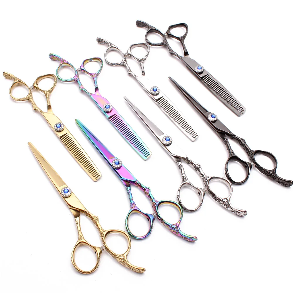 5.5&quot 16cm 440C Customized Logo Hairdresser's Shear Thinning Scissors Cutting Shears Plum Handle Professional Hair C9002 | Красота и