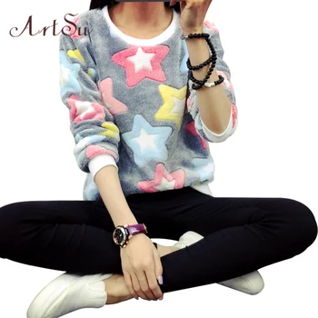 ArtSu New 2017 Women Spring Autumn Long Sleeve Casual Sweatshirts Women Cute Print Hoodies Moleton Feminine Oversize EPHO80045