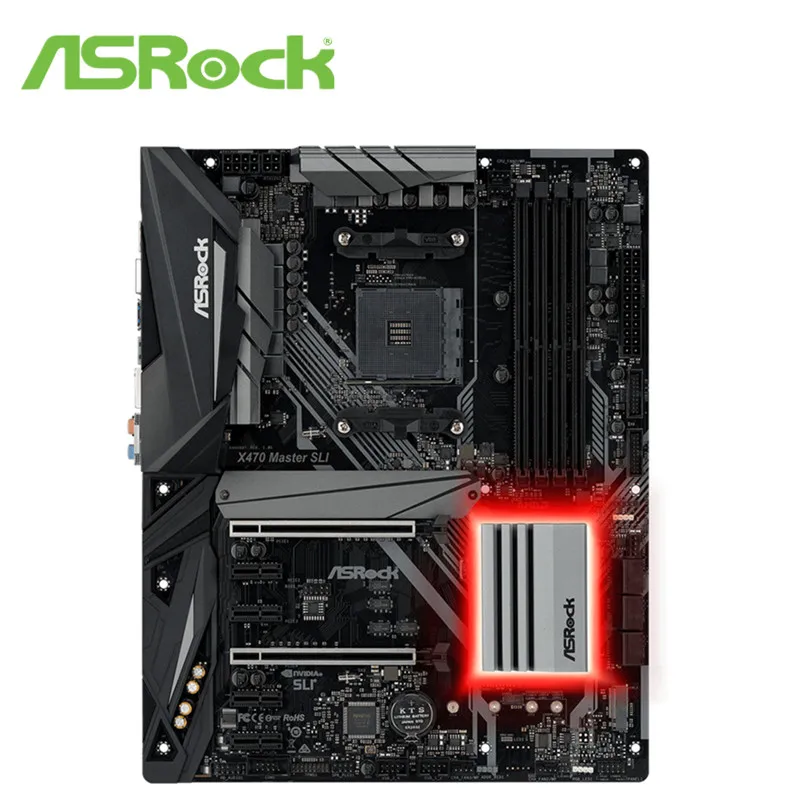 Полностью новая материнская плата для компьютера ASRock technology X470 Master SLI, Материнская плата ASRock X470