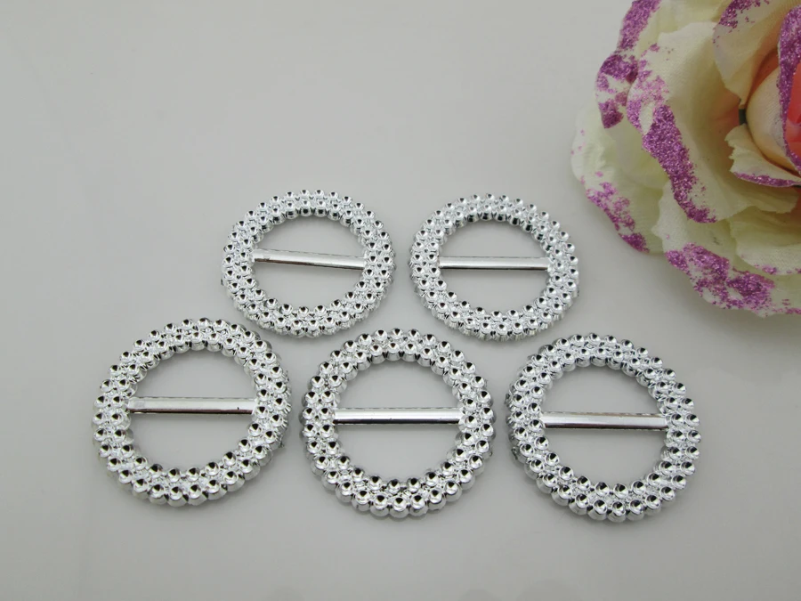 

(AB86 21mm)100pcs Double Round Rhinestone Plastic Buckle For Craft