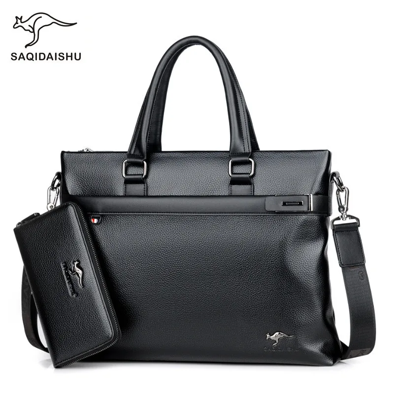 

SAQIDAISHU 2 Set Handbag Men Messenger Bags PU Leather Man Bags Fashion Male Men's Briefcase Man Casual Shoulder Bag