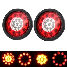 1 Pair 19 Led Auto Posteriore Luci di Coda di Gomma Rotondo Luce di Arresto Freno per 12 V 24 V Camion Rimorchio veicoli Rosso Giallo