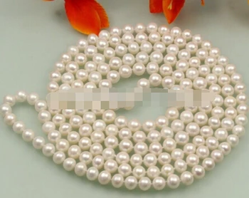 

wan 1606 7-8mm white Pink black Natural Pearl Necklace 50"