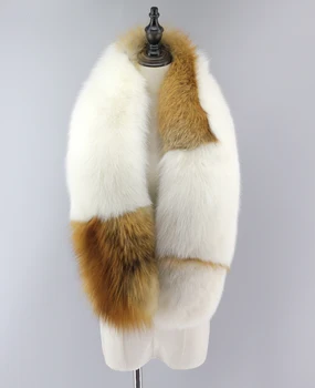 

Luxury Women's Winter Warm Genuine Real Fox Fur Causal Party Patchwork Scarf Scarves Wraps Nice Gift for Christmas Free Shipping