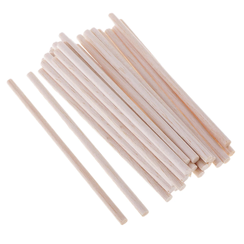 30 Pieces Round Unfinished Balsa Wood Stick Wooden Dowel Rod for Kids Model Making DIY Craft Home Wedding Party Decoration 120mm
