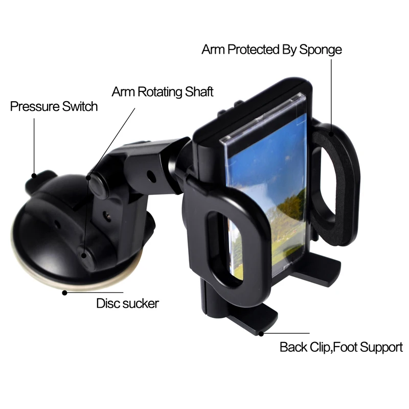

Universal 360 Degree Rotating Car-styling Mobile Phone Holder Windshield Suction Cup For iPhone 5s 6s 7 Plus Phones GPS
