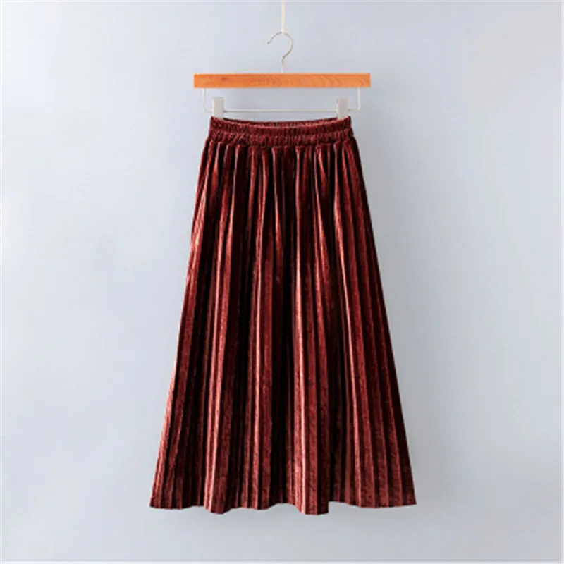Юбка-американка на весну-осень-зиму, юбки-пачки для маленьких школьниц, детская одежда, плиссированная длинная юбка для девочек, 3071 - Цвет: coffee