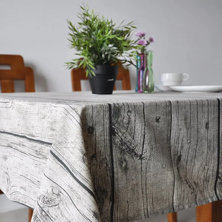 

Wood Grain Table Cloth Cotton Linen Tablecloth For The Table Rectangle Table Cover Grey 8 Sizes Available