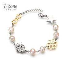 Милый Fatima ручной удлинитель цепи очаровательный с жемчугом золотой цвет браслет из нержавеющей стали для женщин mujer подарок