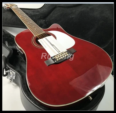 

12 Strings Take-Mine Electric Acoustic Guitar 41’’ White Pickguard Fishman EQ 101 Cutway Solid Spruce