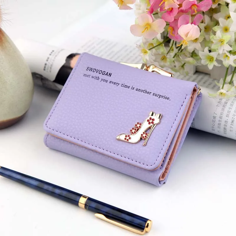 

Wallet Women 2019 Lady Short Women Wallets Decorated Mini Money Purses Small Fold PU Leather Female Coin Purse Card Holder