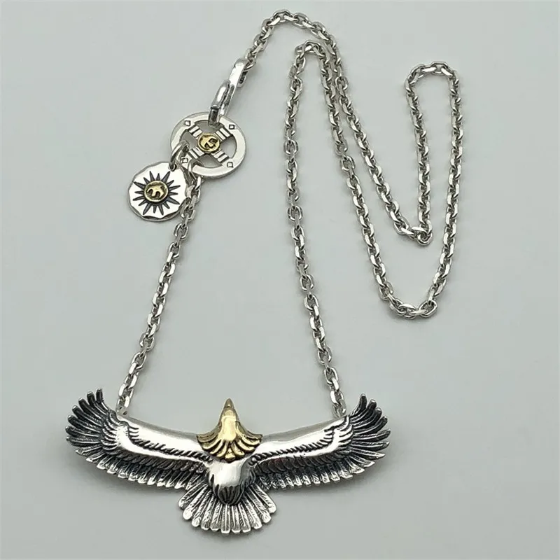 

Handmade Solid Silver 925 Eagle Pendant Necklace Men Women Vintage Indian Style Top Fashion Real 925 Sterling Silver Jewelry