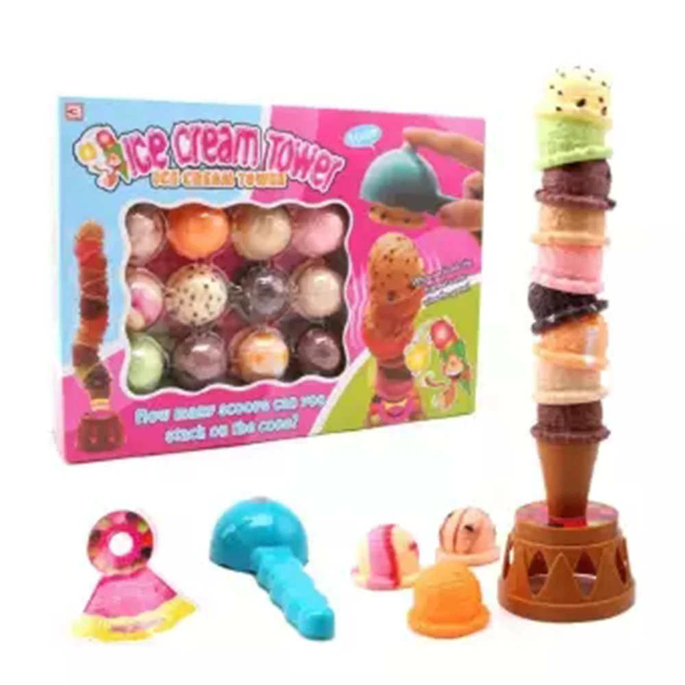 

Stacking toys ice cream tower Family Party Interactive DIY Game building blocks birthday gifts Parent-child Sorting Nesting fun