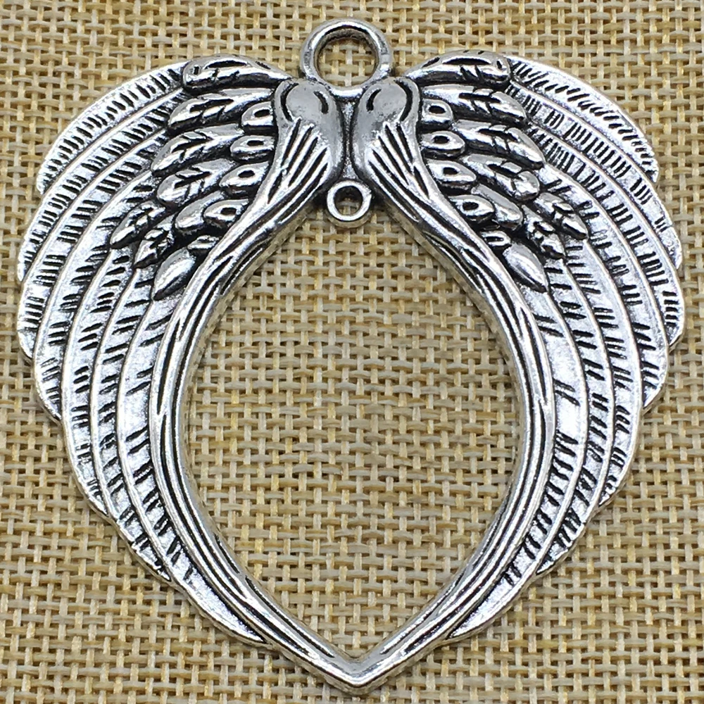 

2Pcs big Angel Wing Charms Antique Silver Tone DIY Jewelry Making Handmade Crafts