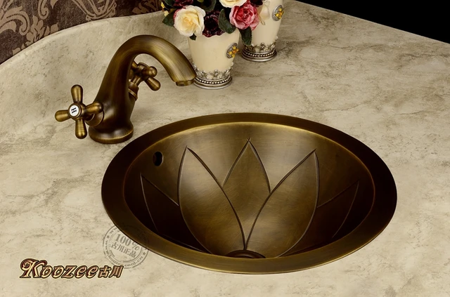 Archaistic Copper Classical Lavabo Washbasin Undercounter Semi Counter Sinks Bronze Plate In Bathroom Sinks From Home Improvement On Aliexpress Com