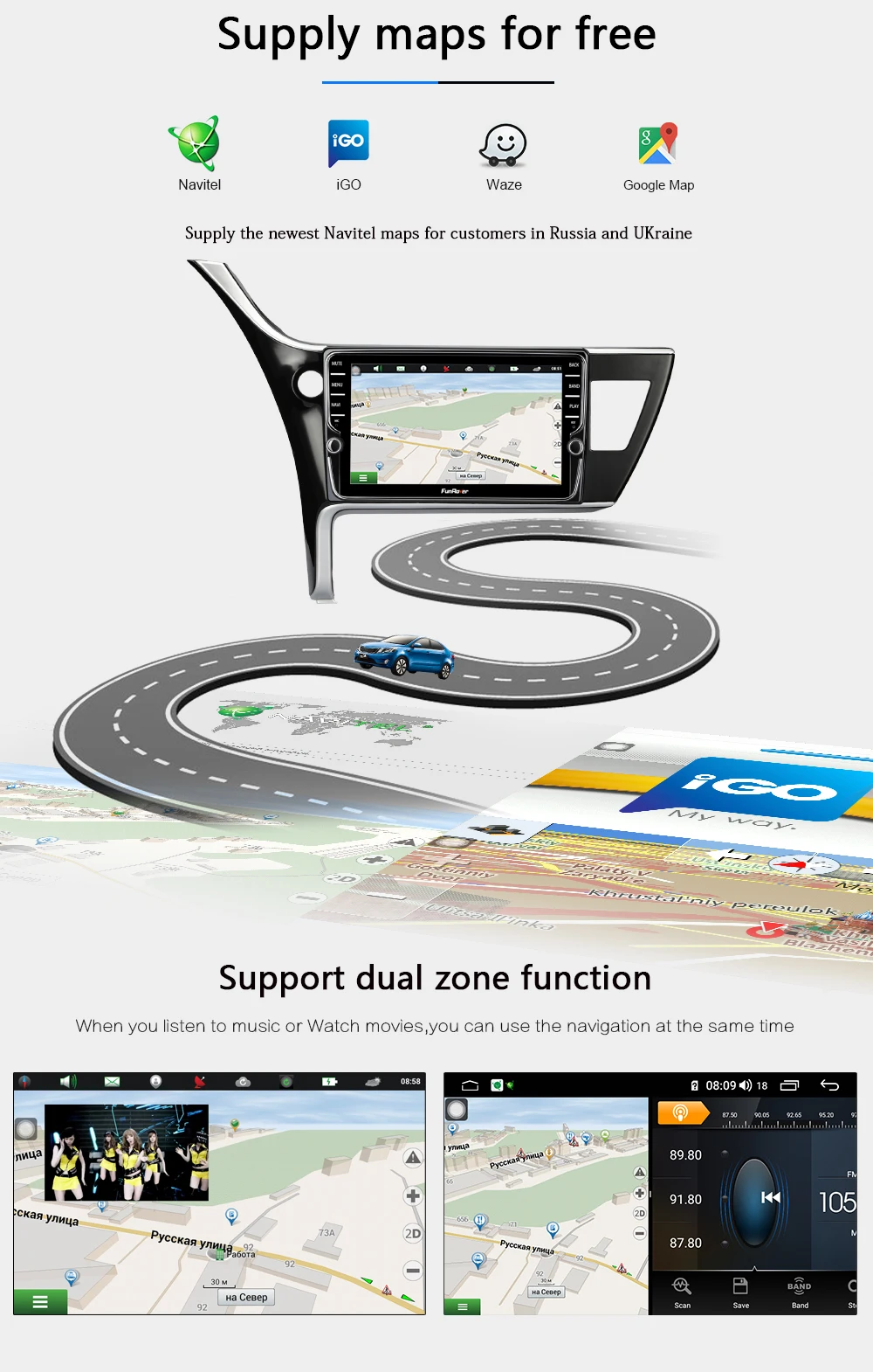 Автомобильный dvd-плеер Funrover 4G+ 64G android 9,0 для toyota corolla-(Левый руль) автомобильное радио Видео Аудио стерео DSP FM