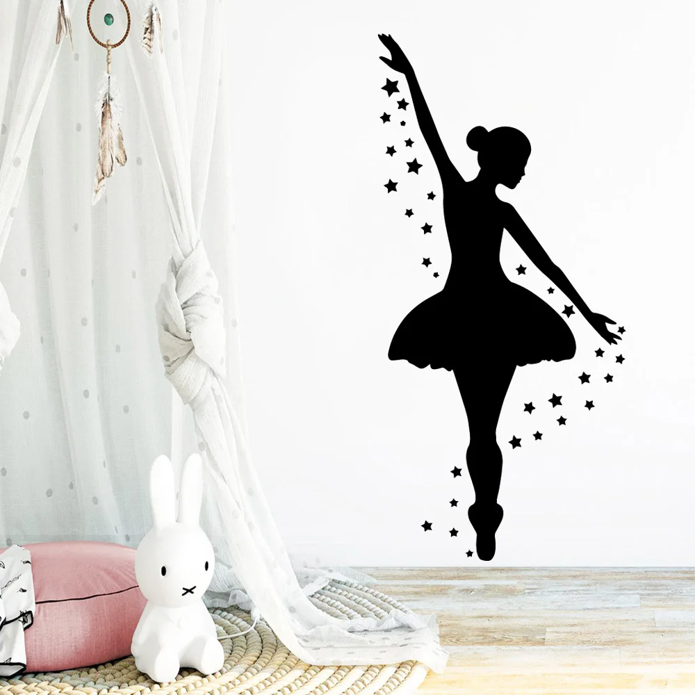 Fashion Dancing Girl Wall Stickers Vinyl Wallpaper For Baby's Rooms