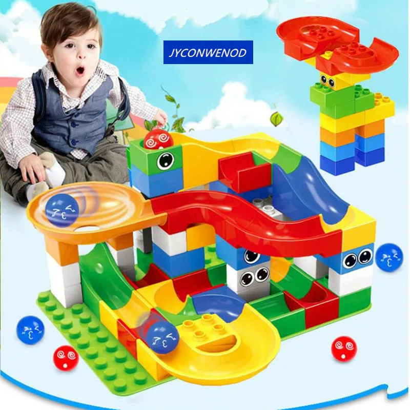 

JYCONWENOD Brand 54-108PCS Marble Race Run Maze Ball Track Building Blocks Compatible duploINGlys Children's toy gifts
