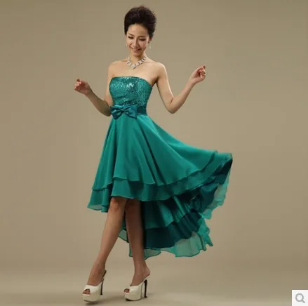 Teal Sequin Prom Dress Strapless Back