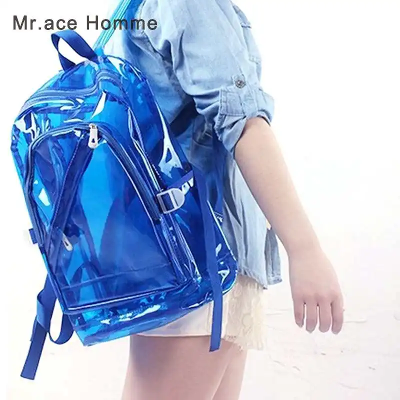 

Women Jelly Backpack Summer Candy Transparent Clear Plastic Waterproof Backpack for Teenage Girls PVC School Bags Shoulder Bag