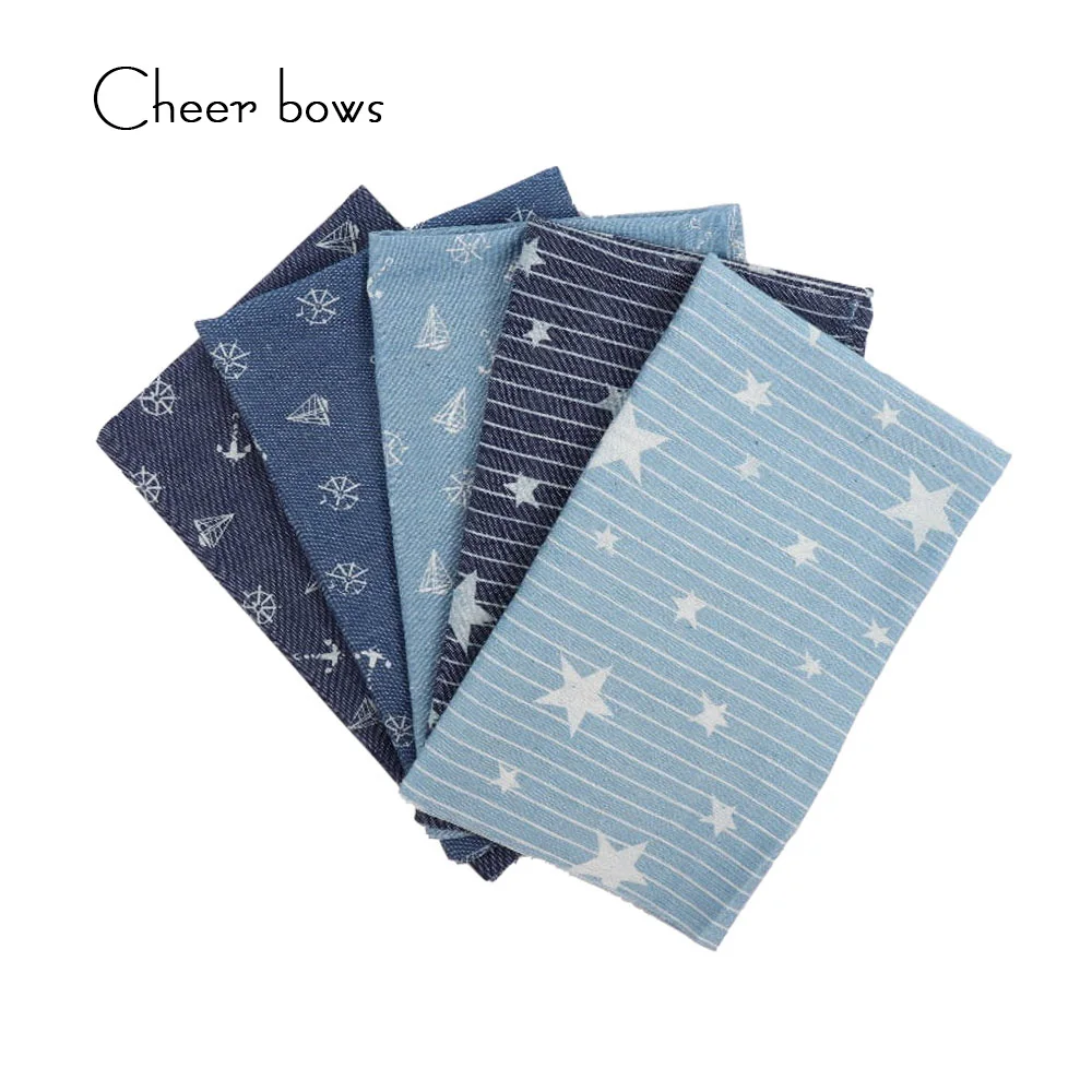 40*50 см хлопковая джинсовая ткань с геометрическим принтом Одежда DIY Новогодняя одежда аксессуары для шитья ткани детские постельные принадлежности