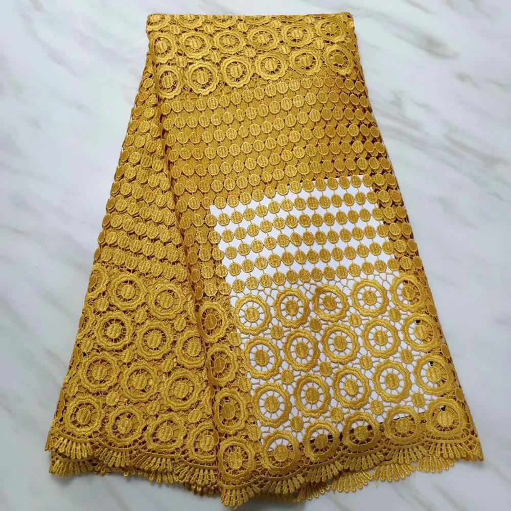 

African lace fabric 5yds/pce dhl gold swiss voile cotton guipure fabrics women gorgeous luxury party event dress 2019 new