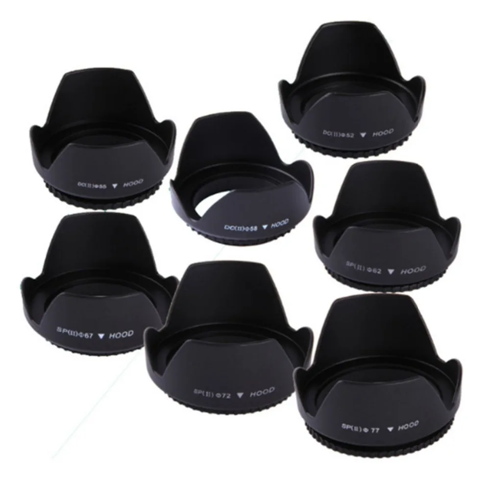 

49mm 52mm 55mm 58mm 62mm 67mm 72mm 77mm 82 Screwed Flower Petal Sunshade Lens Hood For Nikon Canon Sony Fuji Olympus DSLR Camera