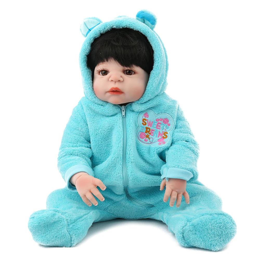

NPK 55cm Baby reborn silicone boy body full vinyl reborn doll hair wigs girls gift toys 22 inch newborn kaydora palymate doll