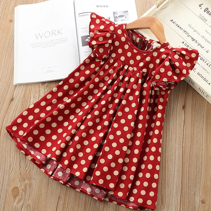 

2019 Girl Baby Summer Dress Flying Sleeved Dot Princess Dresses Kids Girls Birthday Party Vestido Children Clothes Outfit