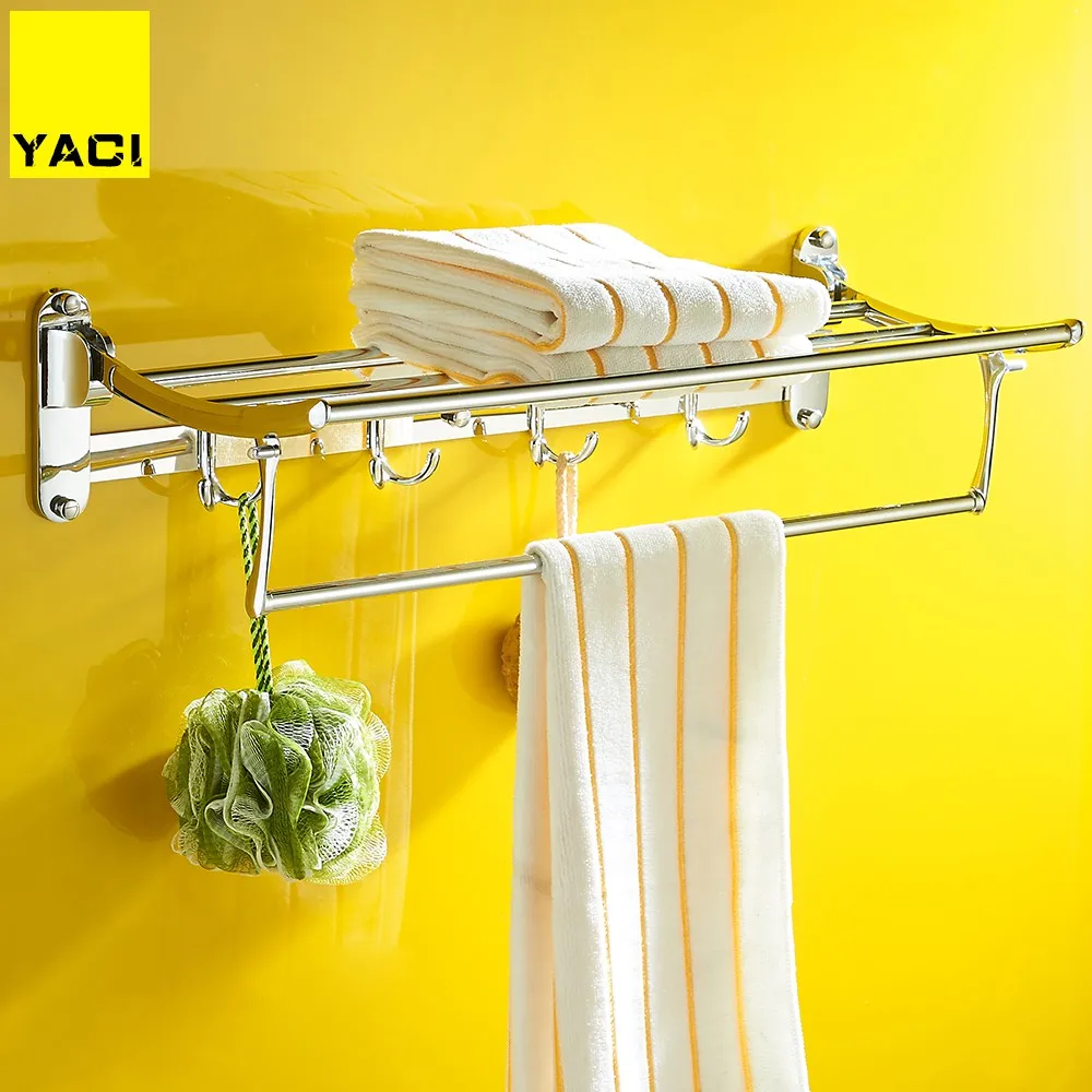 

Movable bath towel holder Bathroom stainless steel band hook wall hanging towel pole porte serviette mural salle de bain