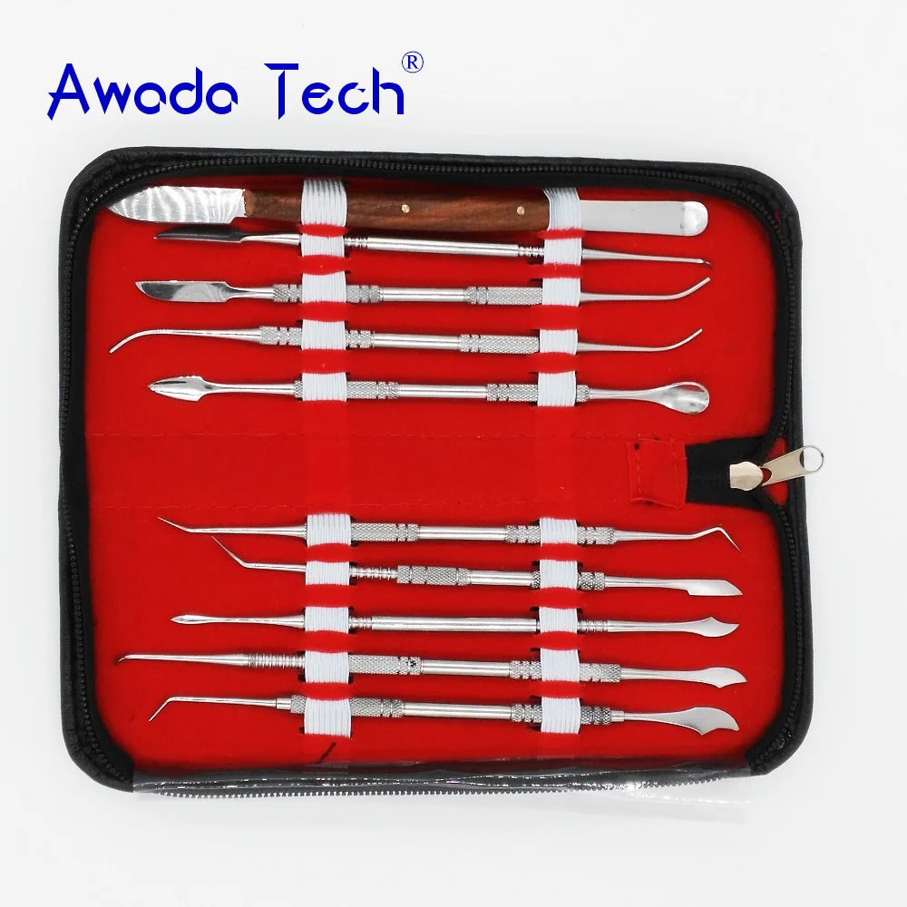 AwadaTech Oral Dental Wax Carving Tools 10Pcs/set Surgical Dentist
