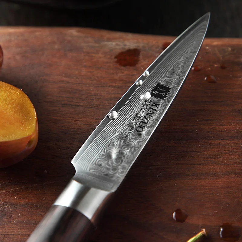 XINZUO 3," нож для очистки овощей китайский кухонный нож 67 слой Дамасские Ножи для чистки универсальный настольный нож, ножевые изделия Pakwood ручка