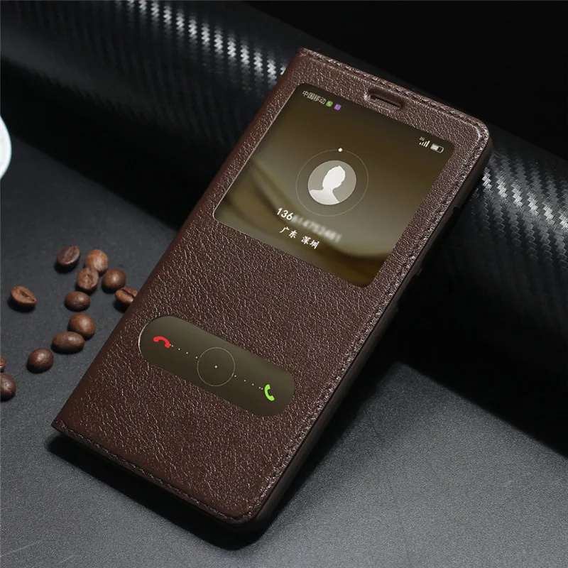 

CYBORIS for Huawei Ascend Mate 9 Case Genuine Real Cow Leather Case for Huawei Mate 9 Window View Stand Flip Cover