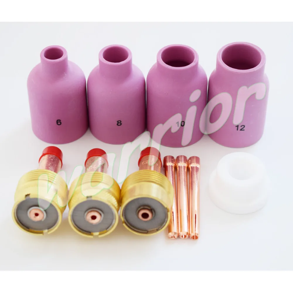 

11pcs(PK) TIG Kit Large Diameter Ceramic Alumina Nozzle Gas Lens Collet Bodies Gasket Fit Welding Torch PTA DB SR WP 17 18 26