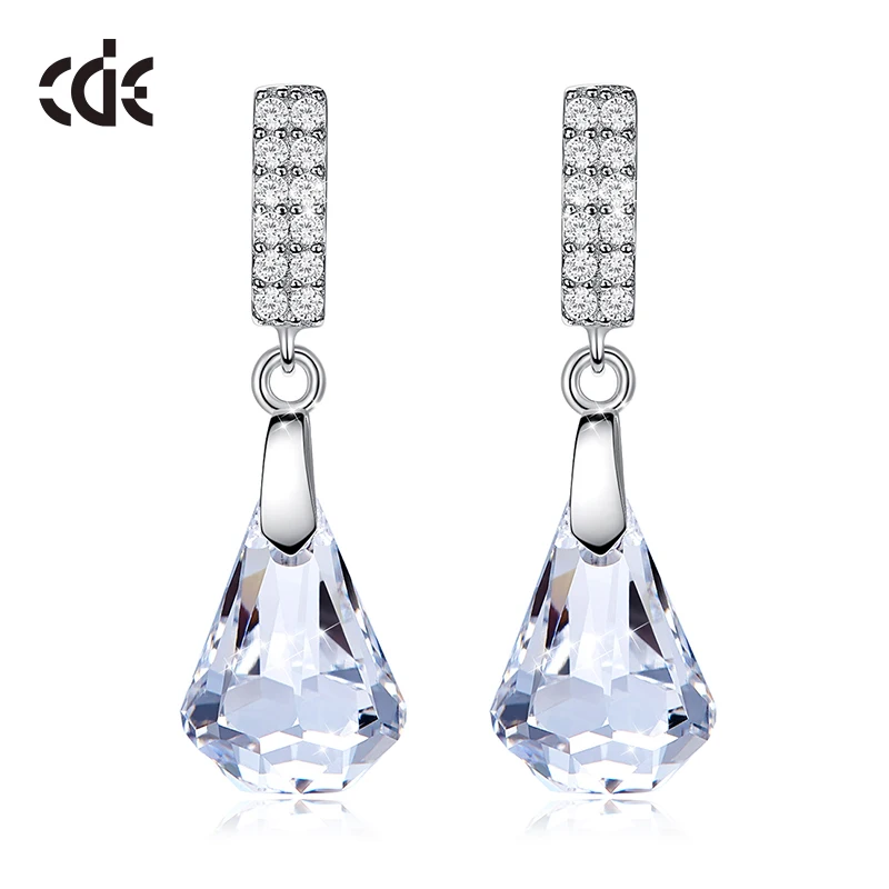 CDE 925 пробы серебряные серьги, украшенные кристаллами Swarovski, висячие серьги с кристаллами, Женские Ювелирные изделия из серебра Brinco - Цвет камня: YE1567B