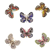 WEIMANJINGDIAN marka Lof 6 adet toptan renkli rhinestones kelebek broş Pins kadınlar için
