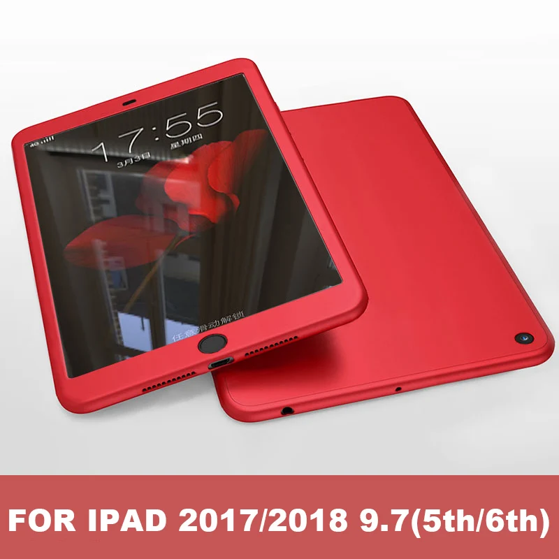 Для нового iPad Mini 5 4 3 Чехол для iPad Pro 11 Air 1 2 360 полный защитный силиконовый чехол для iPad 9,7 со стеклом - Цвет: iPad 2017 2018 RD