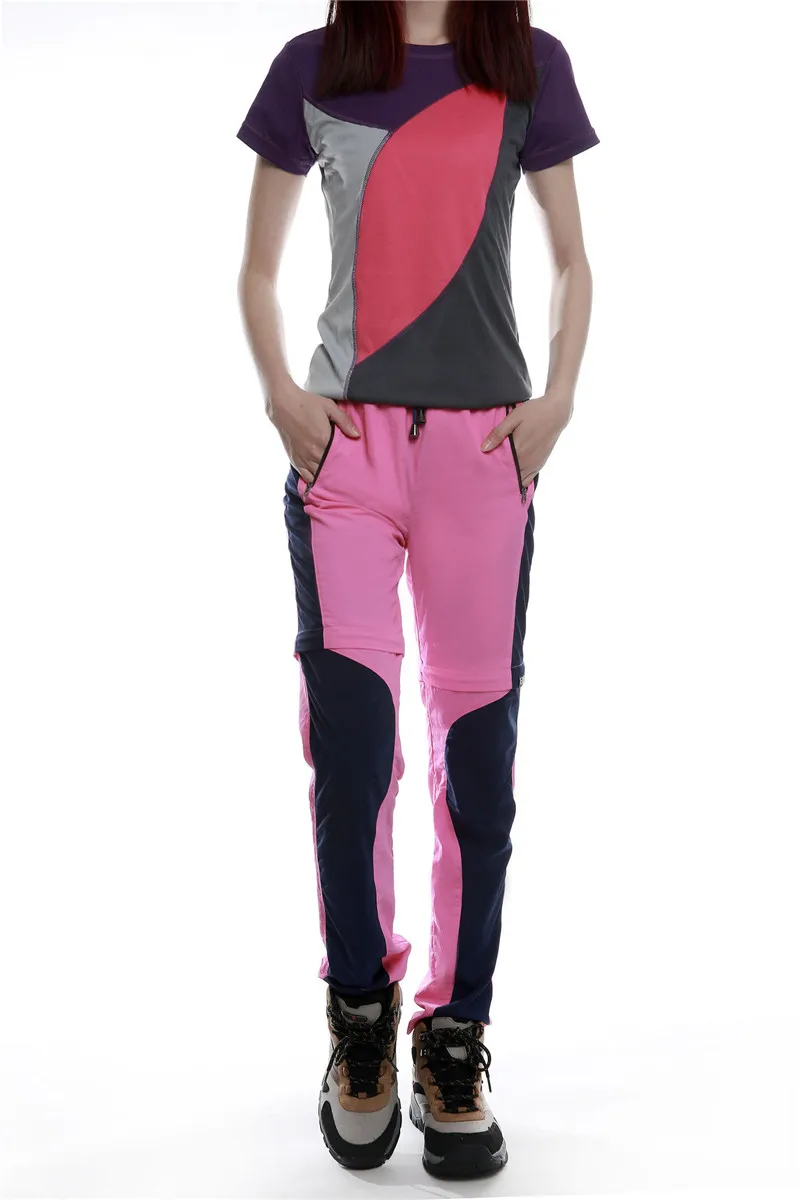 RAY GRACE женские брюки-трансформер Быстросохнущий светильник дышащие походные брюки для рыбалки штаны для альпинизма шорты - Цвет: Pink