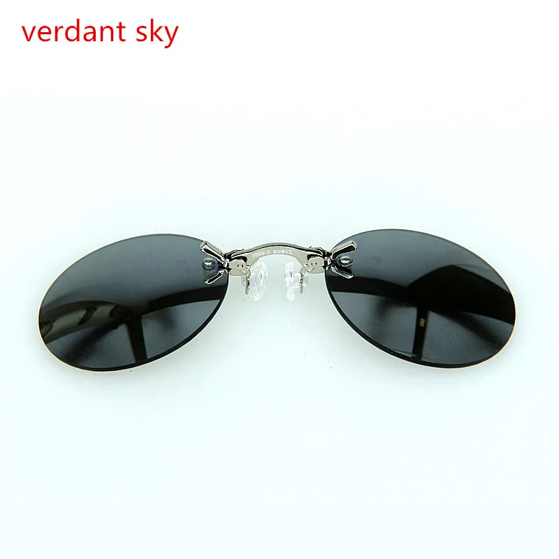 Новинка года зажим для носа Солнцезащитные очки для женщин Для мужчин Для женщин ретро круглый металлический оттенков хакер империи muffies Мини Черный UV400 Защита от солнца Очки - Цвет линз: silvery