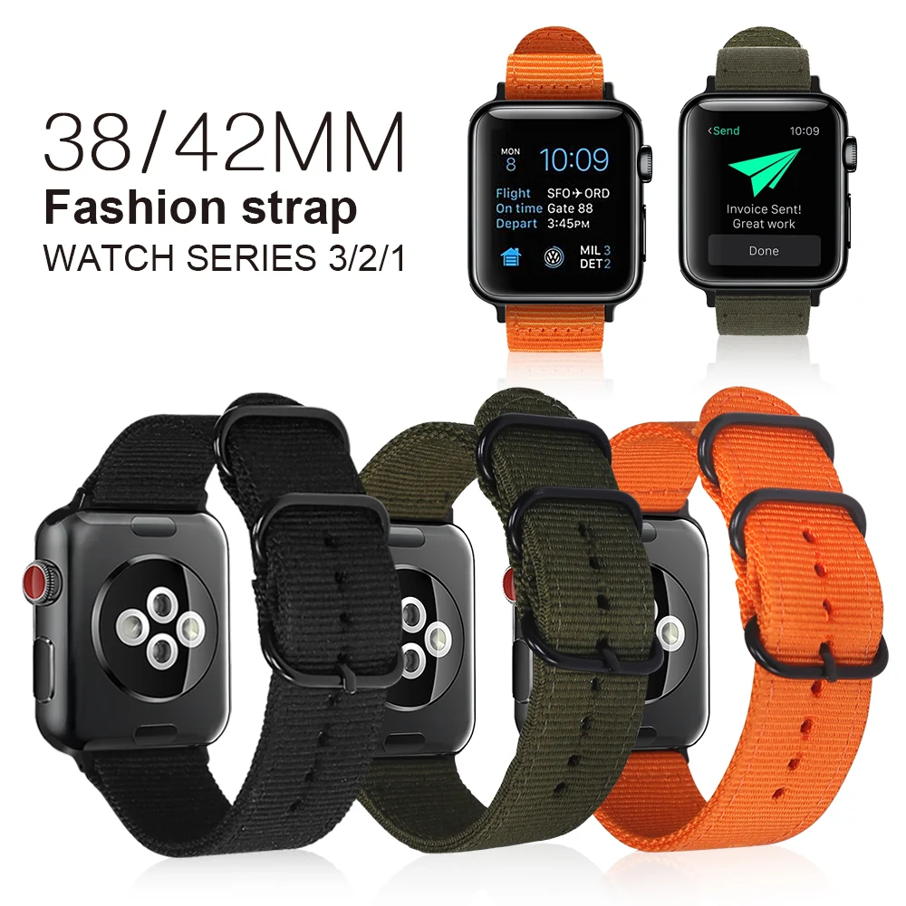 

XIYUZHIYI Woven Nylon band strap for apple watch band 42mm 38 mm sport bracelet watchband for iwatch band 38mm 3/2/1 black red