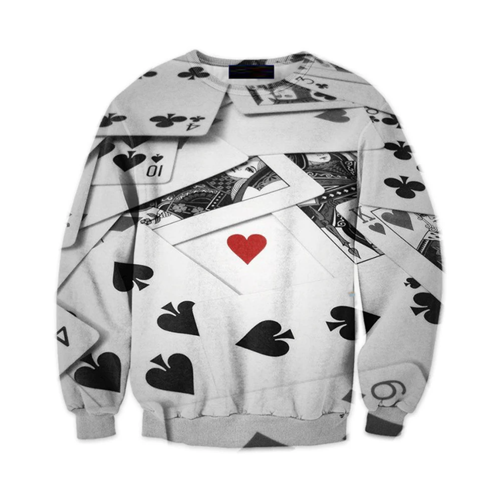 Playing Card 3D Hoodie Poker Print Sweatshirt Fashion Tracksuit