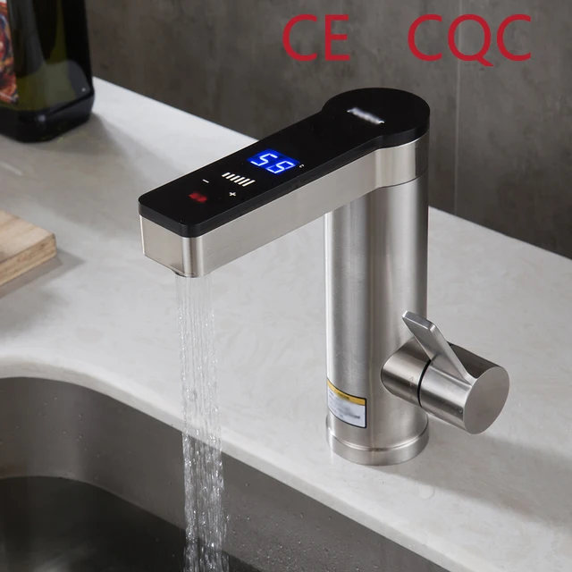 Instant Water Heater Faucet Electric Faucet Sink Shower Heating Tap Tankless Stainless Steel