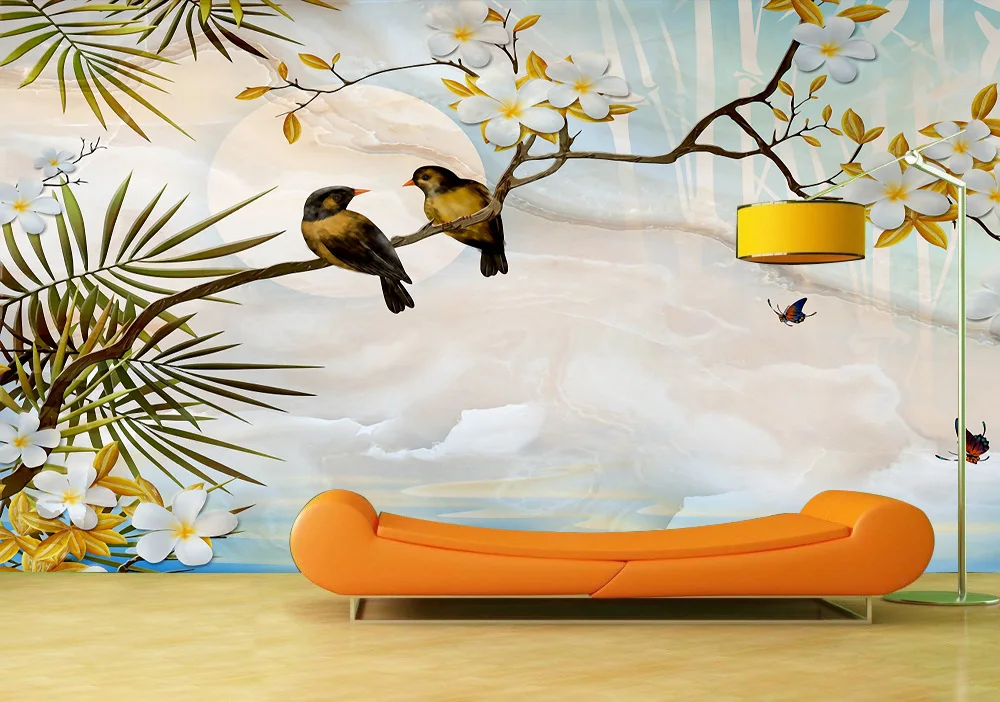 Custom Wallpaper Murals Wall Mable Background Bird Self Adhesive Vinyl