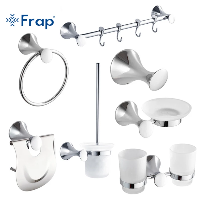 

Frap the new 7 Pieces Bathroom Accessories Hook Towel Ring Toothbrush Cup Toilet Paper Holder Toilet Brush top quality F35T7